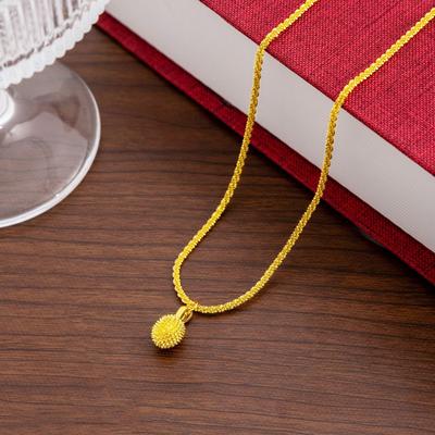 Collana Ciondolo Durian Oro Sabbia Vietnamita, Moda di Nicchia Geometrica Ovale Collana Regalo Attività Donna