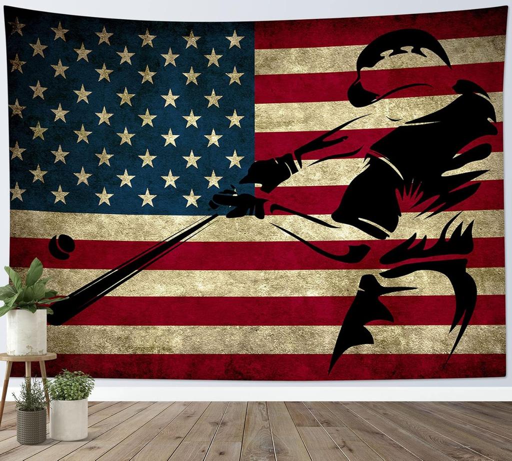 VIKAMA Sports Tapestry BoyS Room Baseball Wall Hanging Living Room Bedroom Dorm Wall Decor Tapestry Home Decoration
