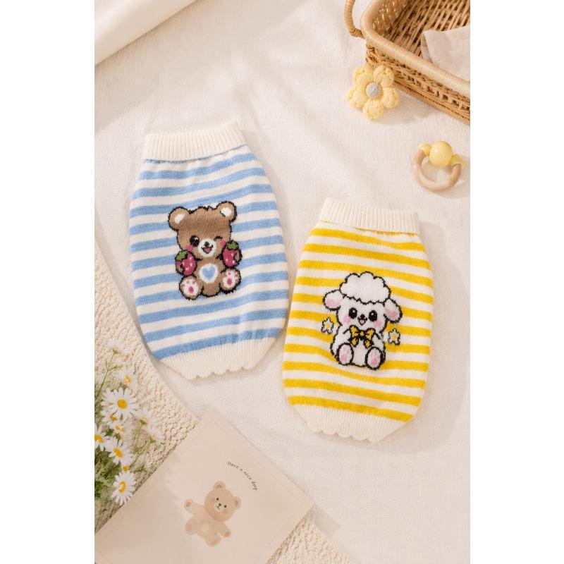 Warm Cartoon Striped Two Legged Pet Sweater For Dogs And Cats