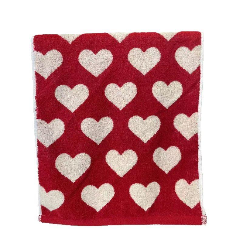 Heart Cotton Towel Red Soft Face Bath Towels Absorbent Shower Towel For Bathroom Adults Couple Wedding Valentine'S Day Gift