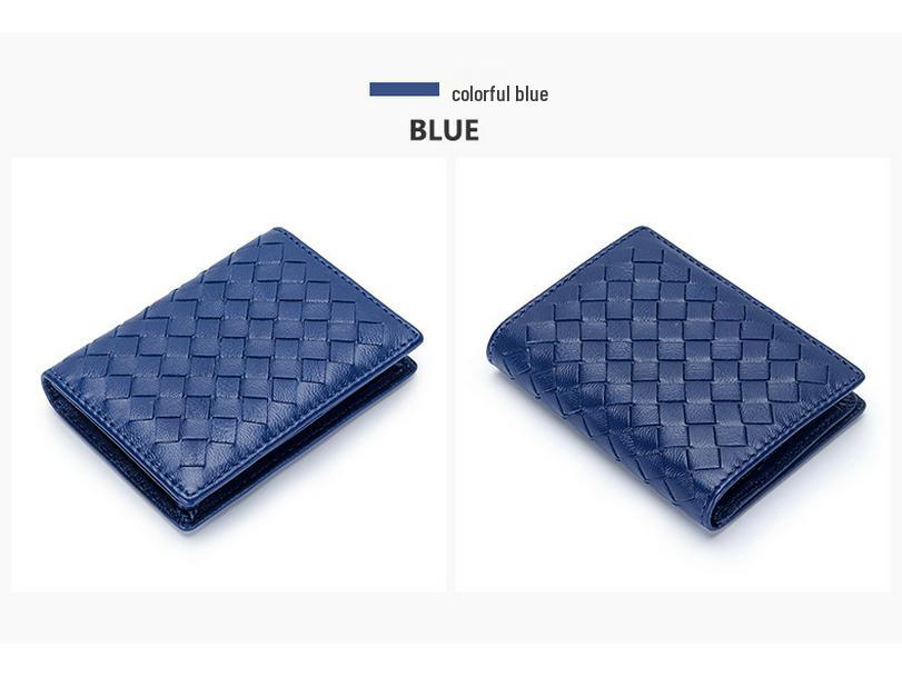Unisex Woven Lambskin Business Card Holder: Genuine Leather, Large Capacity