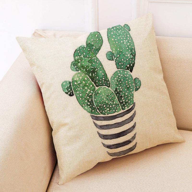 Creative Cactus Potted Plant Throw Pillow Covers With Digital Printing Of Short Plush Fabric Car-Shaped Sofa Cushion Home Decor