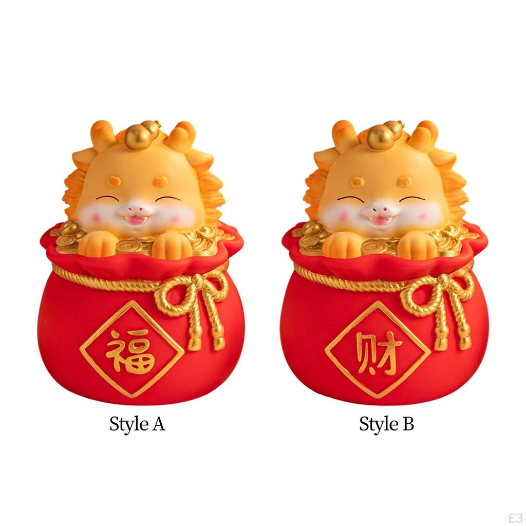 Cartoon Chinesische Drachen Statue Geld Topf Jahr Dekoration Nette Frühling Festival Tisch Ornament für