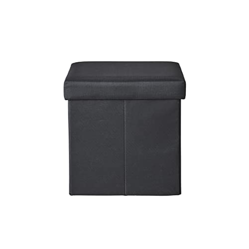 [BLKP] Pearl Metal Storage Stool Box with Lid, Ottoman Chair, Folding, Small, Black, N-7899