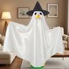 Halloween Porch Goose Outfit for 23" Goose Statue Spooky Ghost Goose Costume with Witch Hat for Outdoor Garden Patio Lawn Yard Decor