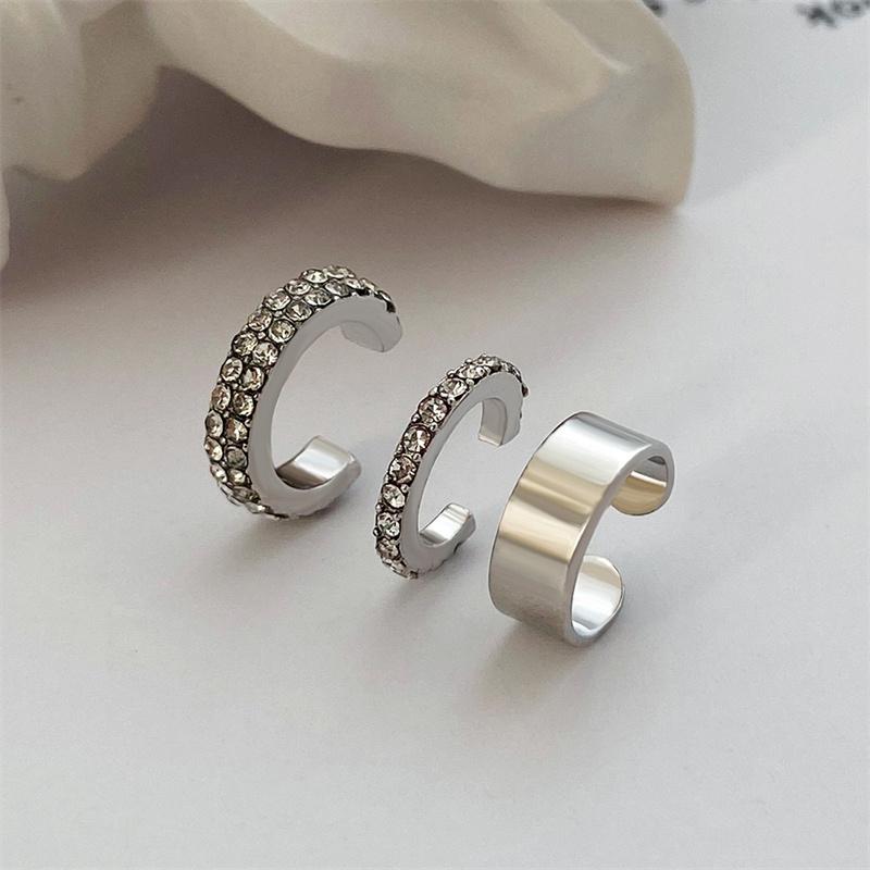 3Pcs Gold  Color Clip Earrings For Women Men Creative Simple C Ear Cuff Non-Piercing Ear Ear Clip Set Trend Jewelry Gift