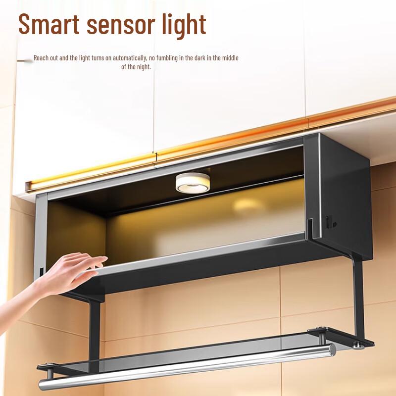 Under-Cabinet Pull-Down Spice Rack with Sensor Light