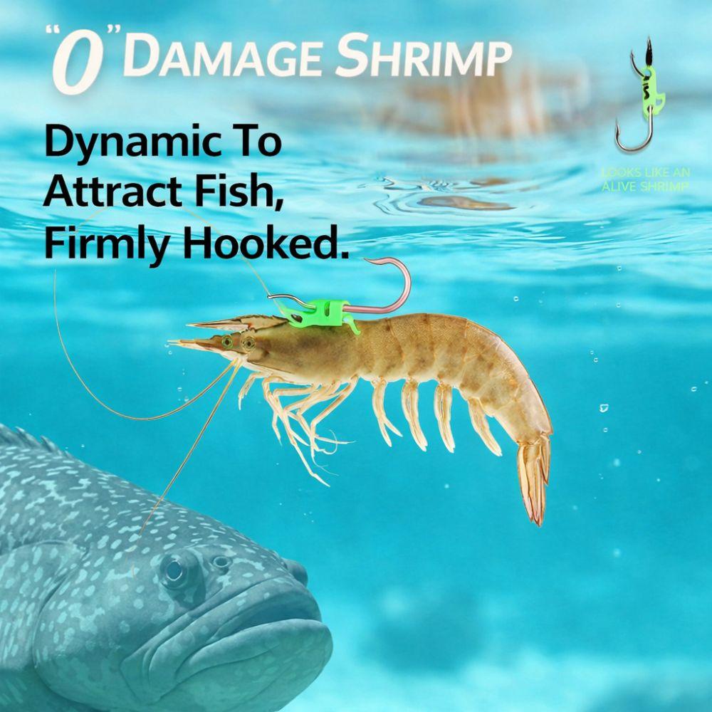 5Pcs Sharp Barbed Luminous Live Shrimp Hooks Anti-entanglement Fishing Hooks String Hook  for Shrimp