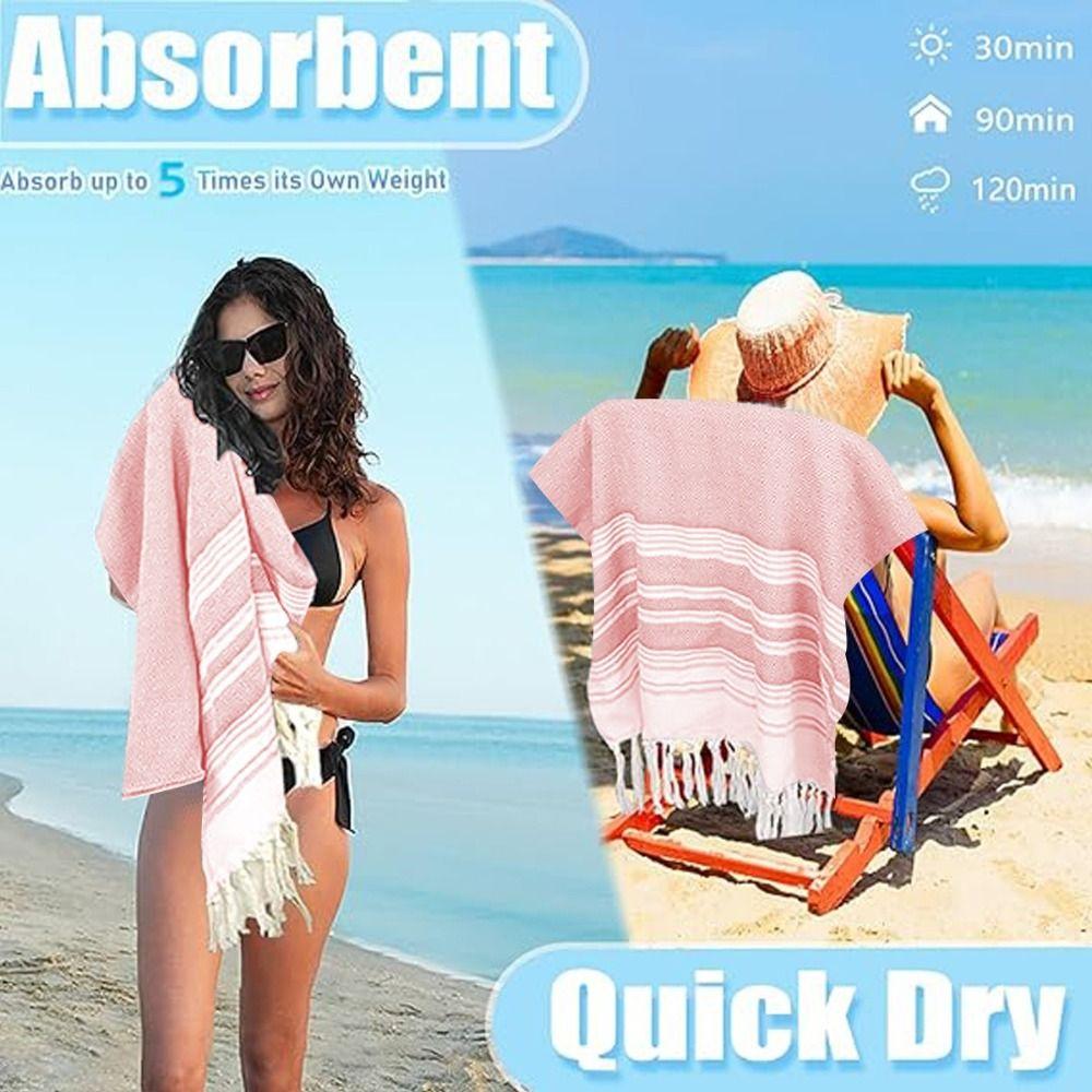 Stripe Travel Blanket Lightweight Cotton Bath Towel Set New Sand Free Towel