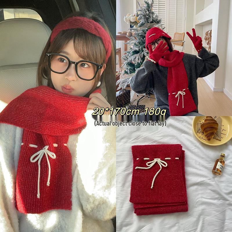 Festive Collection: Red Scarves & Imitation Cashmere Shawls - Cozy Winter Gifts & Soft Neck Warmers