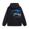 Li-Ning Ruffled Water-Repellent Logo Print Hooded Windbreaker Jacket Unisex Jackets Black AFDU899-1