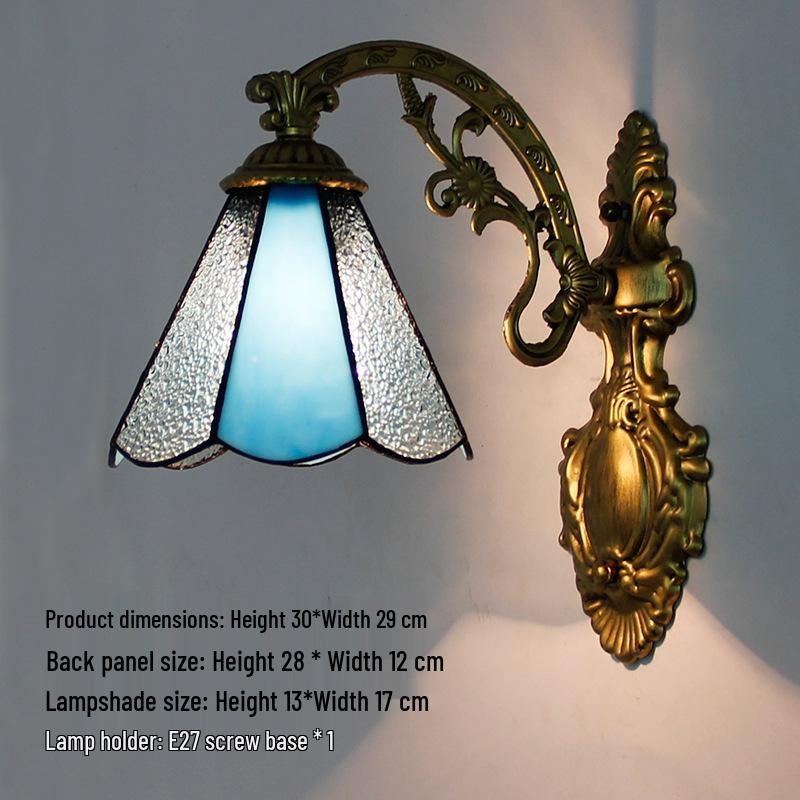 Retro European Tiffany-Style Wall Lamp for Bedroom, Hallway, or Bathroom Mirror