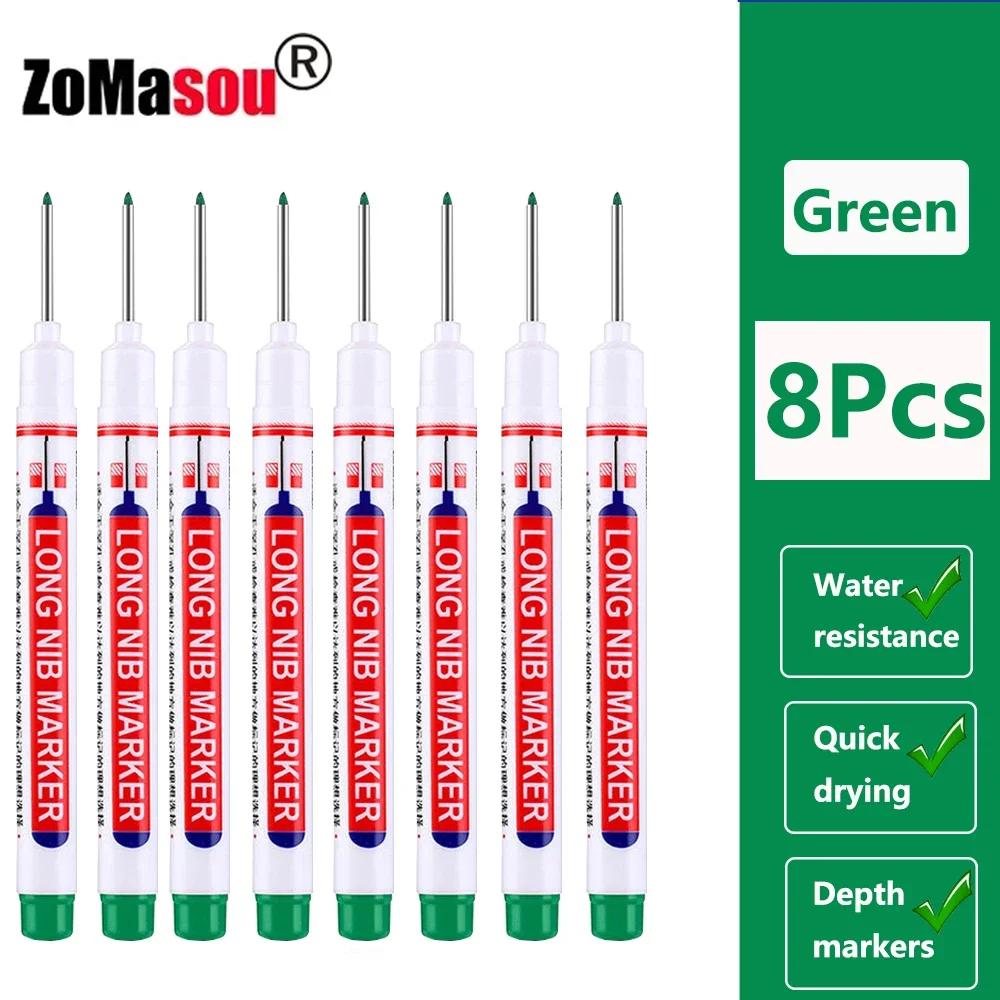 1/8/40/80Pcs Long Head Markers Pen Multi-purpose for Woodworking Tile Decoration Deep Hole Marker Pens Red/Black/Blue/Green Ink