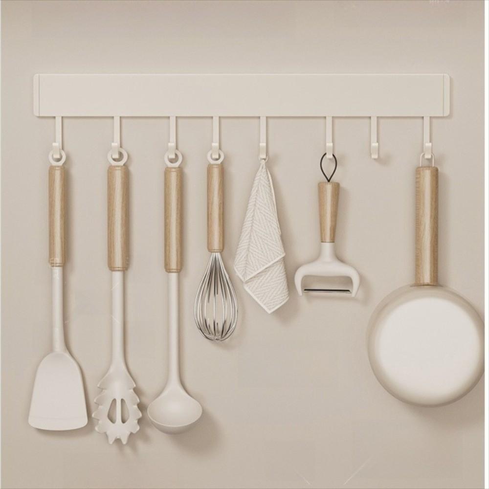 New 30/50cm Kitchen Hook Rack No Punching Space Saving Wall-mounted Hook Movable Hook Hook Rack Kitchen