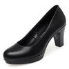Nuovi Tacchi Alti da Donna Impermeabili con Plateau Tacco Grosso Punta Rotonda Scarpe Singole Nere Scarpe da Lavoro Scarpe da Donna in Pelle