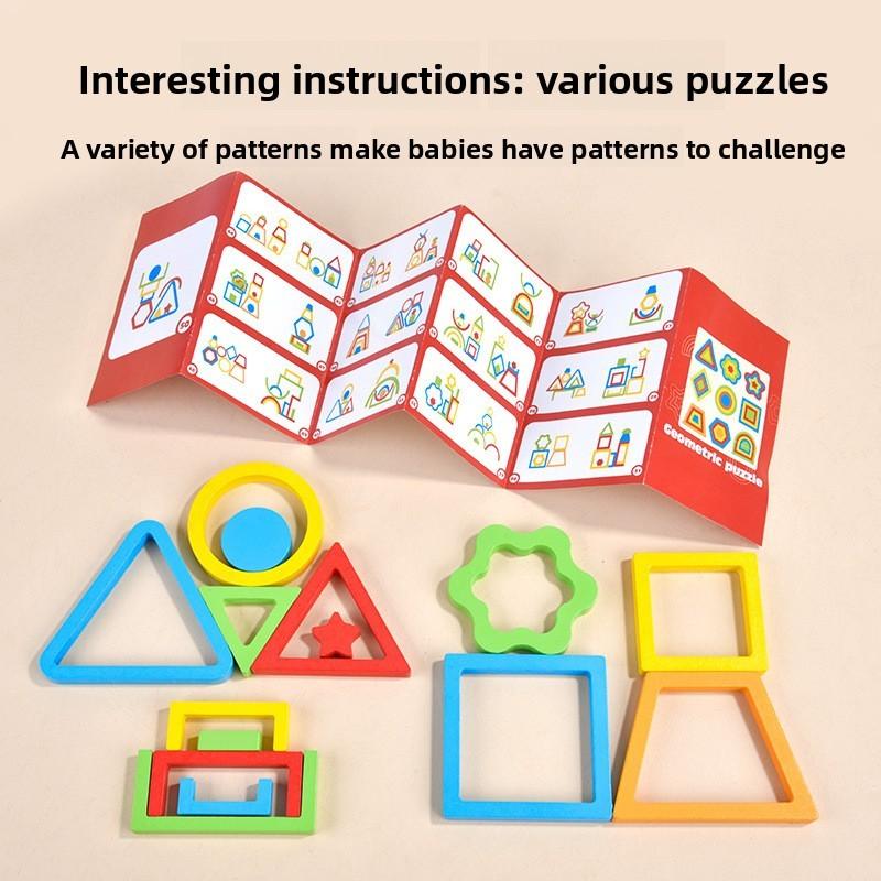 Geometric Shape Puzzle Board For Kids Early Learning Wooden Toy Educational