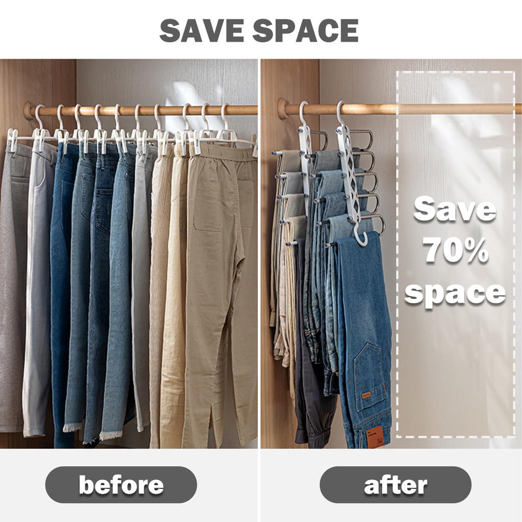 Pants Hanger Folding Trouser Rack Heavy Duty 11LB Pants Rack Space Saving Multi-functional Closet Trouser Rack Clothes Organizer