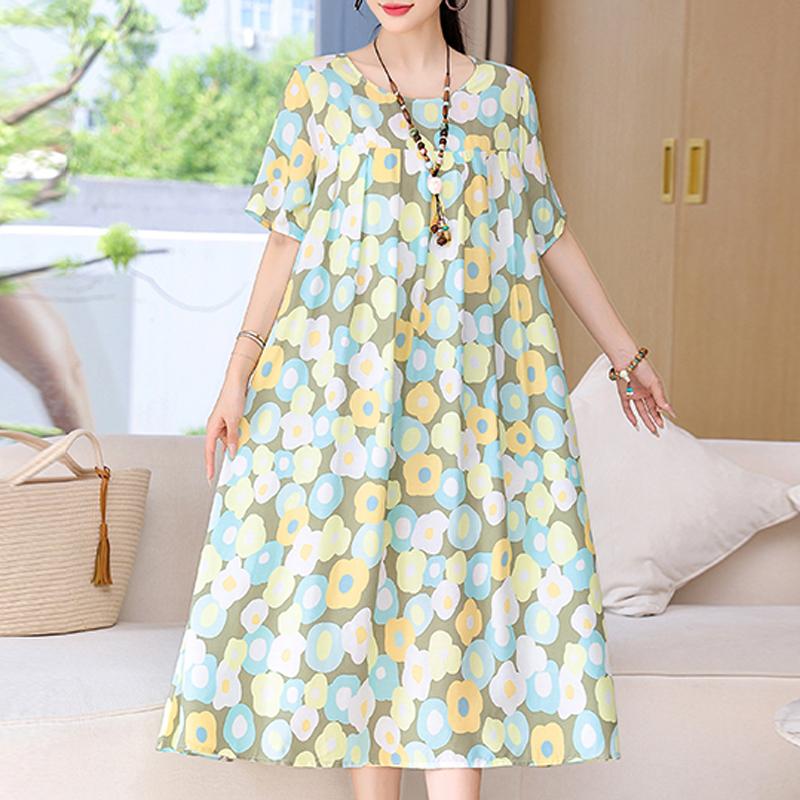 Letné oversize šaty Elegantné dámske dlhé šaty s krátkym rukávom Plus veľkosti