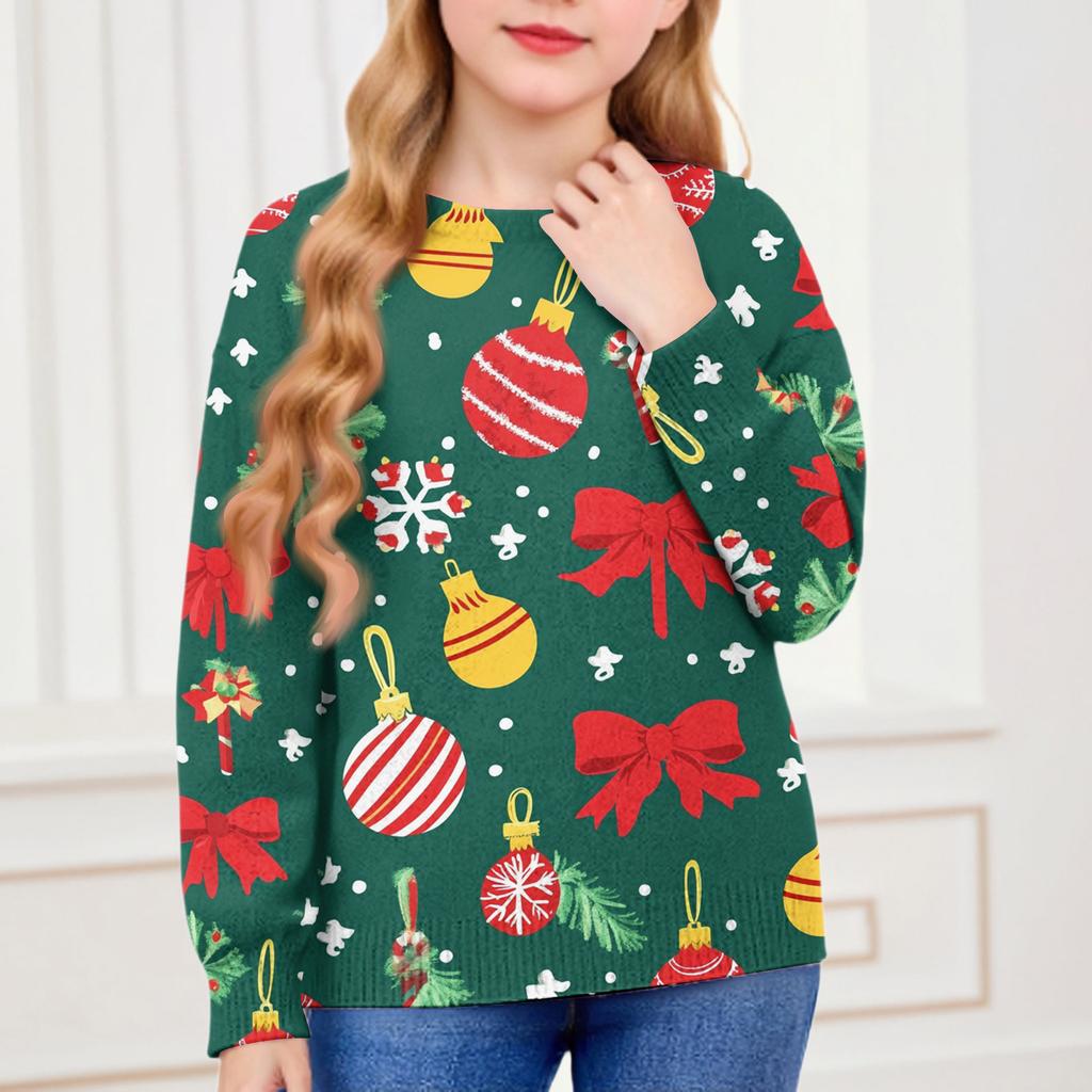 Christmas Day Sweatshirts For Children Boys And Girls Knit Sweater Cute Shirt Fall Crewneck Pullover Tops