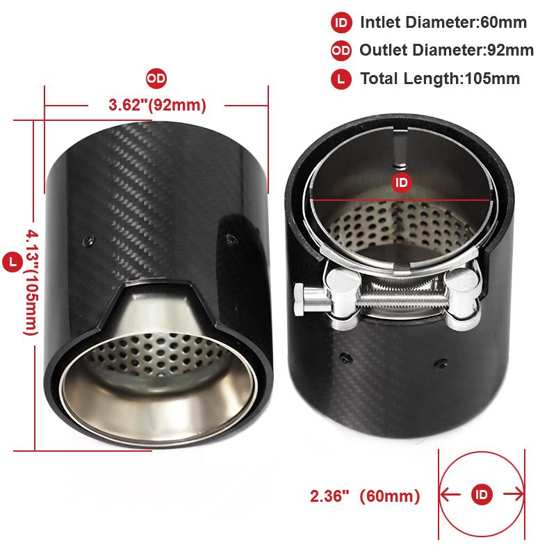 2pcs/lot For BMW 2 Series F22 F23 M235i M240i F20 F21 M135i M140i M Performance Carbon Fiber Car Exhaust Tip ID60mm Muffler Tip