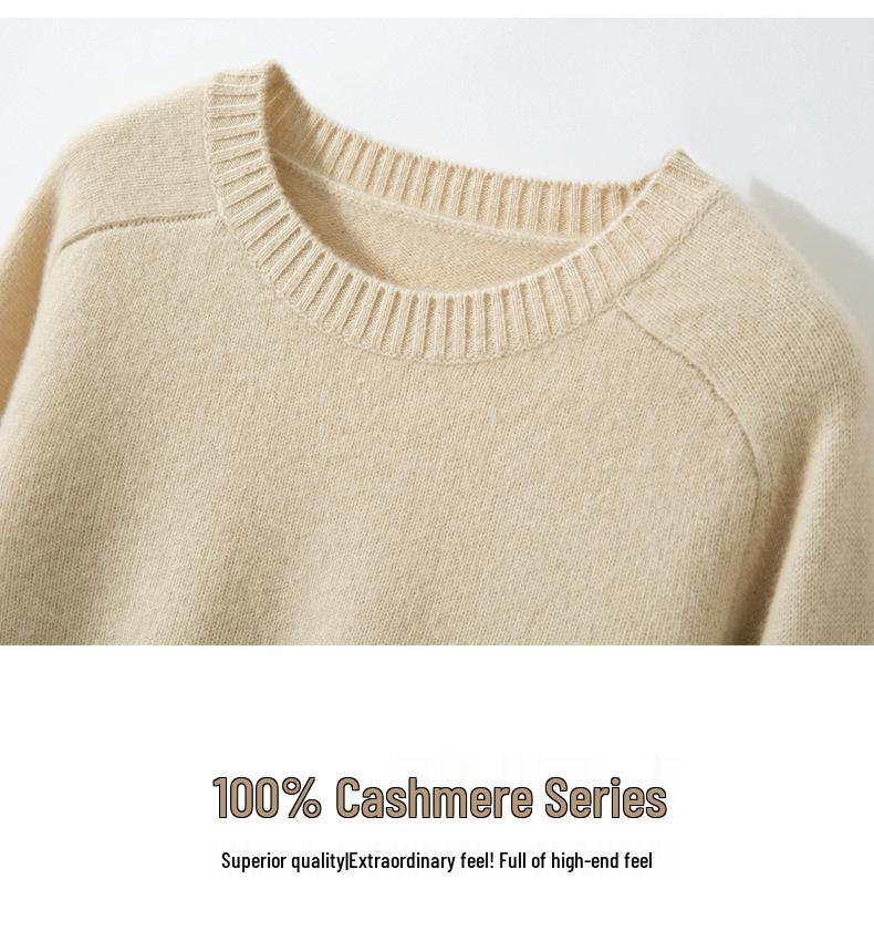Maglione da Donna in Puro Cashmere Girocollo a Maglia Larga: Manica Lunga, Colore Unito, Strato Base Caldo.