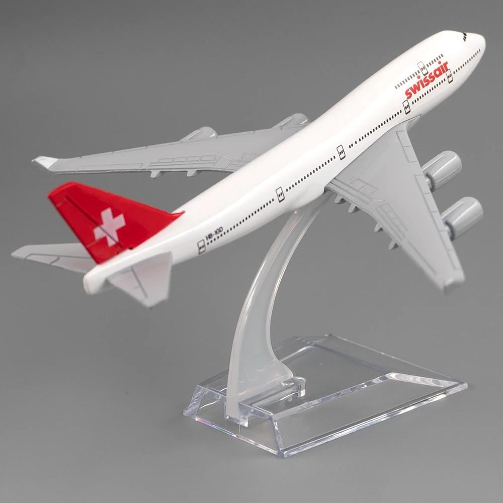 1/400 Scale Aircraft Boeing 747 Swiss Air 16cm Alloy Airplane B747 Children Kids Gift for Home Decoration