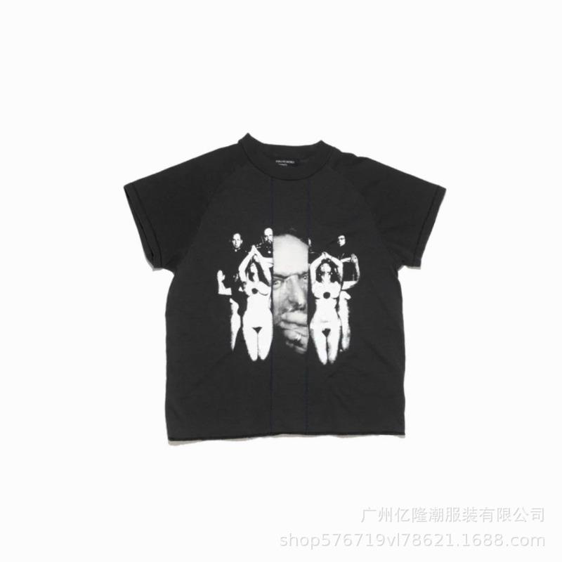 Letter printing retro portrait American tide brand loose men's and women's casual short-sleeved T-shirt tide
