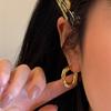 High Luxury Hepburn Style Retro Minimalist Design Fashionable Gold Twist Woven Thick Ring Ring Earrings