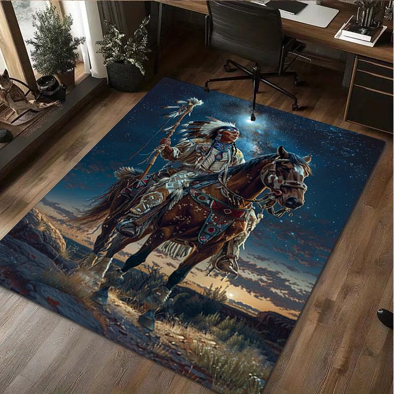 Native American Print Rug - Home Decoration Carpet For Living Room Bedroom Flooring Computer Chair Area Rug