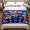 Wolf Theme Soft Blanket Personalized Custom Name Text Print Warm Blanket Home Sofa Bedroom Decor