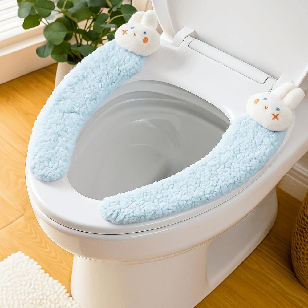 Adhesive Adhesive Toilet Mat Comfortable Cartoon Rabbit Toilet Mat Lamb Fleece Toilet Mat Home Use