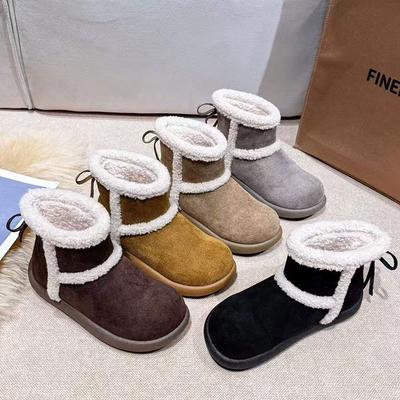 Bottes de neige à plateforme en cuir bottes pour femmes hiver nouveau velours épaissi chaud bottines femmes grandes chaussures en coton