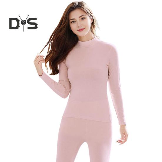 

Комплект из 2 предметов/комплект, зимний женский термобелье, средний-высокий воротник, длинный рукав, теплый, толстый, плюшевый, облегающий, эластичный, для холодной погоды, женский пижамный комплект, домашняя одежда XXXL розовый