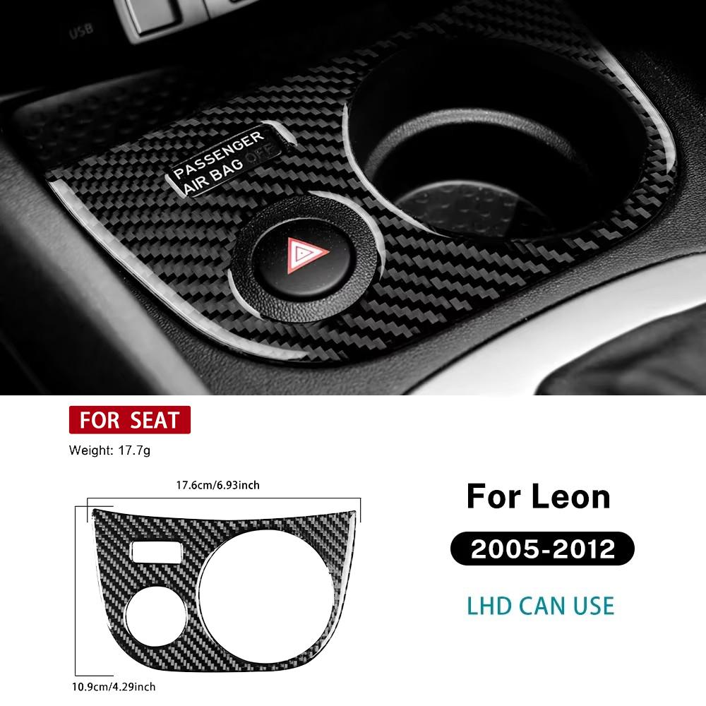 Sdbn7 Real Soft Carbon Fiber Car Cup Holder Panel Sticker Accessories For SEAT Leon MK2 1P 2005 2006 2007 2008 2009 2010 2011 2012