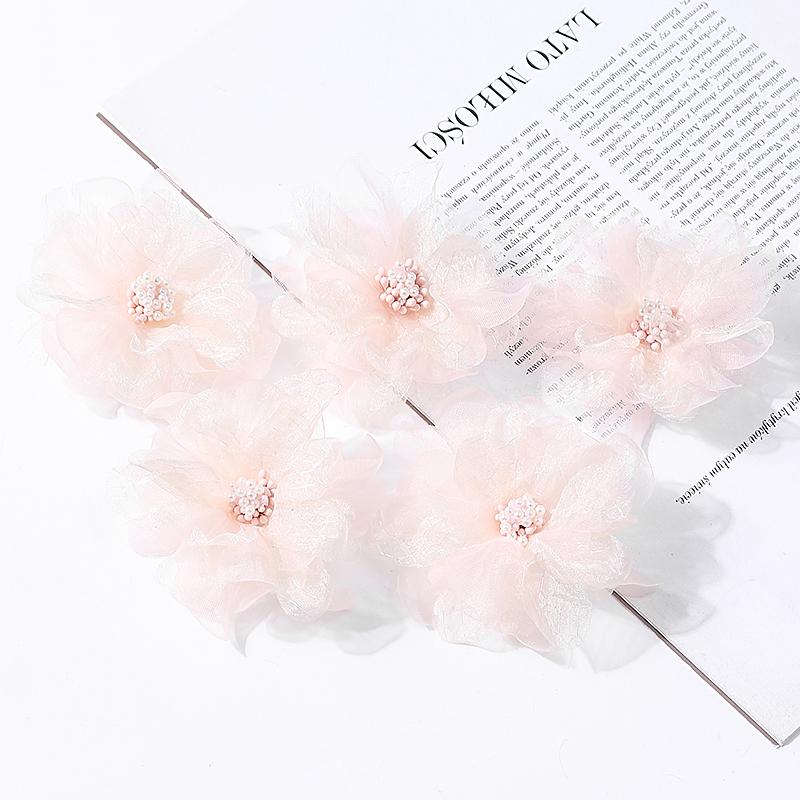 5Pcs Artificial Flowers Heads Chiffon Yarn Fake Flowers For Home Decor Marriage Wedding Decoration Craft Garland Gift Accessory