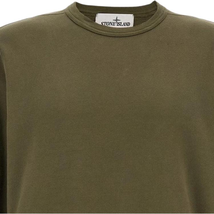 Stone Island Logo Crew Neck Long Sleeve Sweatshirt Men sweatshirt Green K2S156100028S0A20V0054