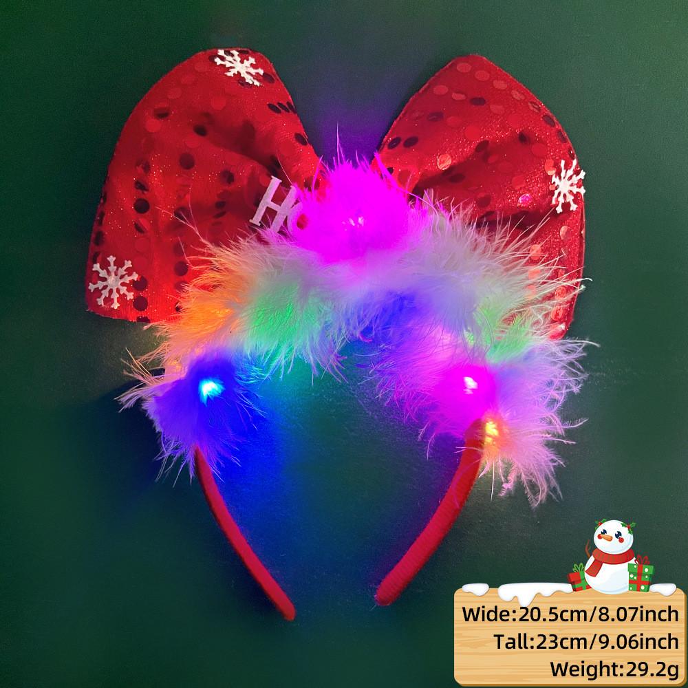 Unique And Colorful Christmas Antler Headband With Soft Plush And Lights For Creative Outfits Party