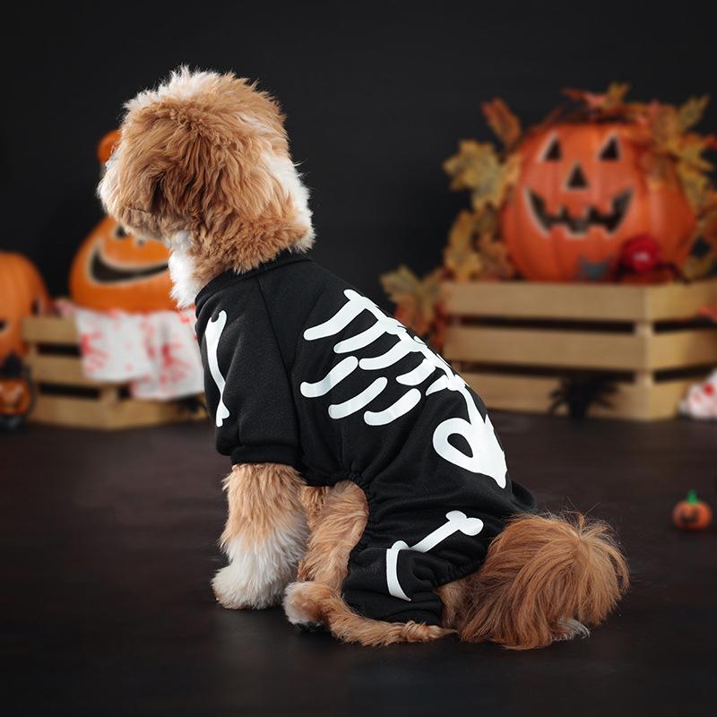 Cute Pet Jumpsuit Halloween Luminous Skeleton Pet Dog Cat Costumes Creative Puppy Kitten Pet Costume Funny Pet Cosplay Props
