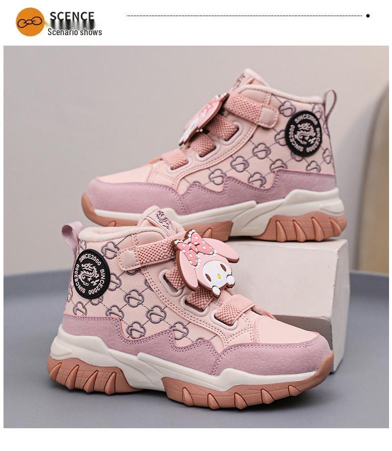 Sneakers in Cotone Foderate in Velluto per Bambini - Autunno/Inverno 2025, Calde, Antiscivolo, Suola Morbida, alla Moda per Bambini e Bambine