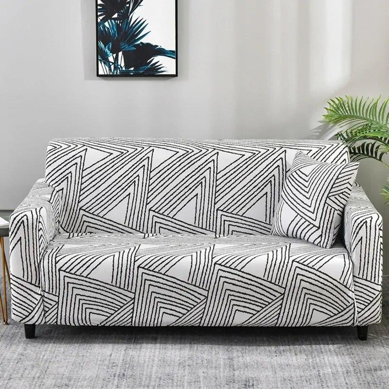 Bedruckter Stretch-Sofabezug für Wohnzimmer, L-förmiger Kombinations-Chaise-Sofabezug, Heimdekoration, 1/2/3/4 Sitze, abnehmbar
