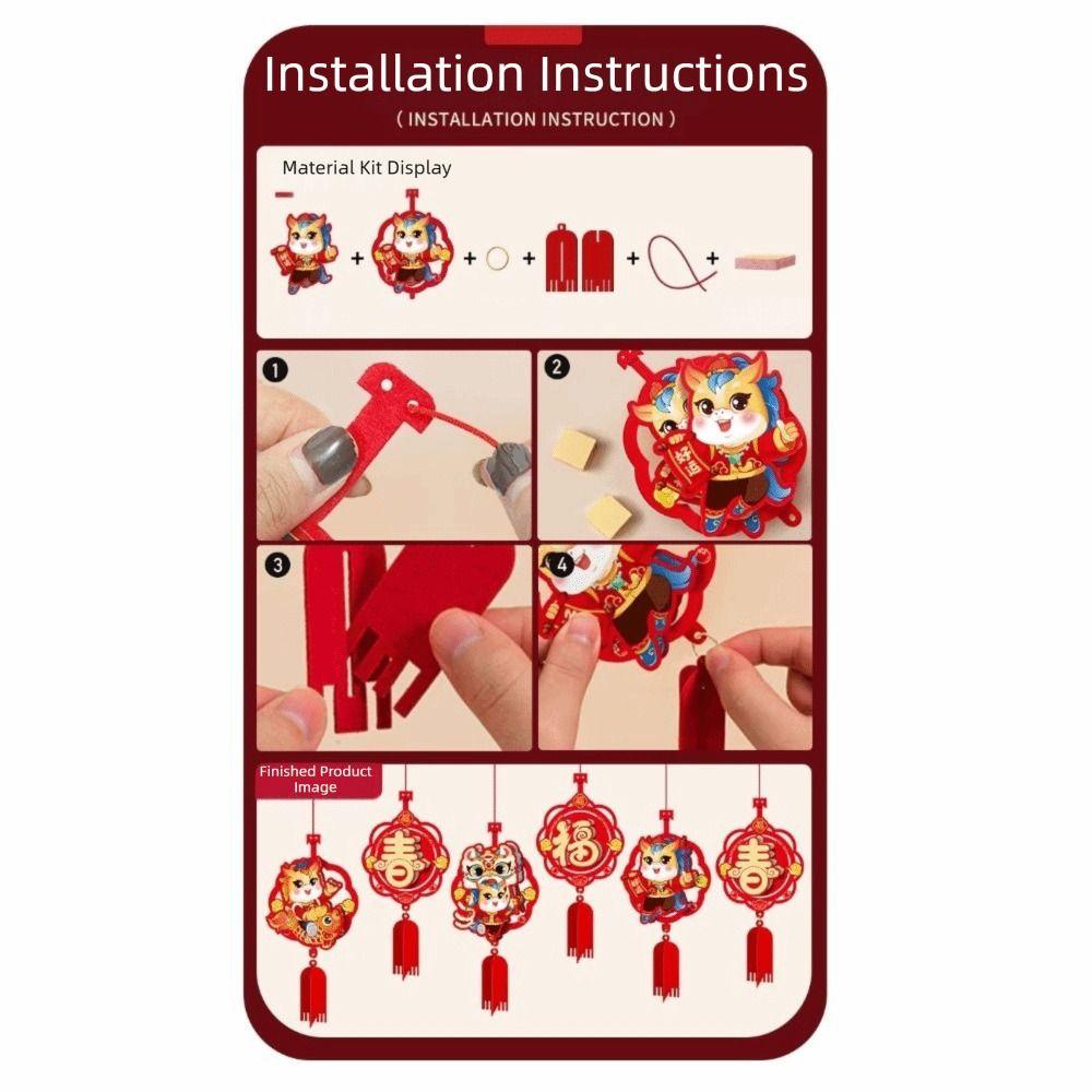 Red Color Blessing Character Pendant 3D Design New Year Ornament Holiday Atmosphere