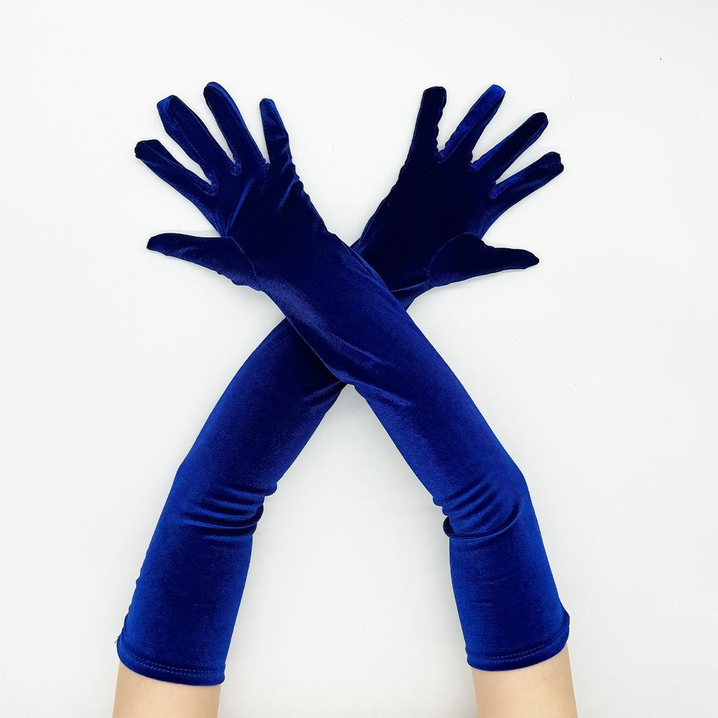 Winter Long Thickened Golden Velvet Gloves Stage Performance Etiquette Costume Gloves 1920S Vintage Prom Gloves