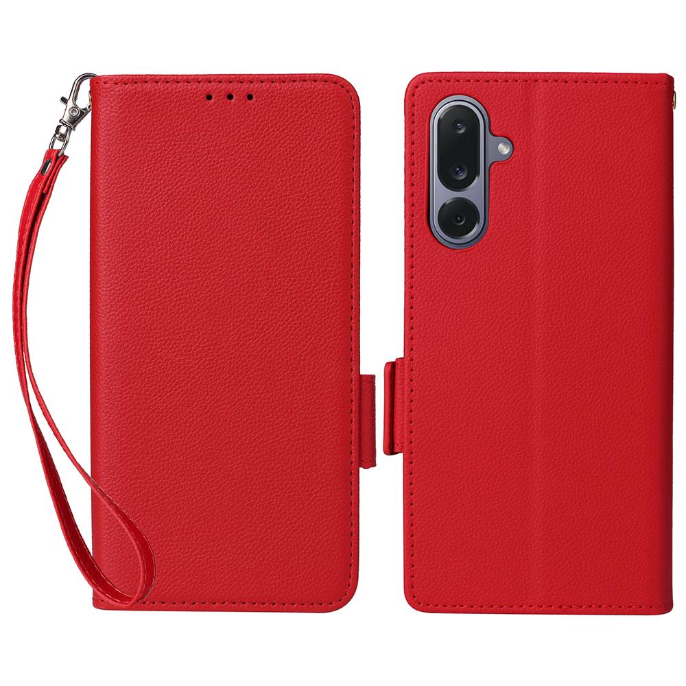 For Samsung Galaxy M36 5G Case with Wrist Strap Litchi Texture PU Leather Wallet Phone Cover