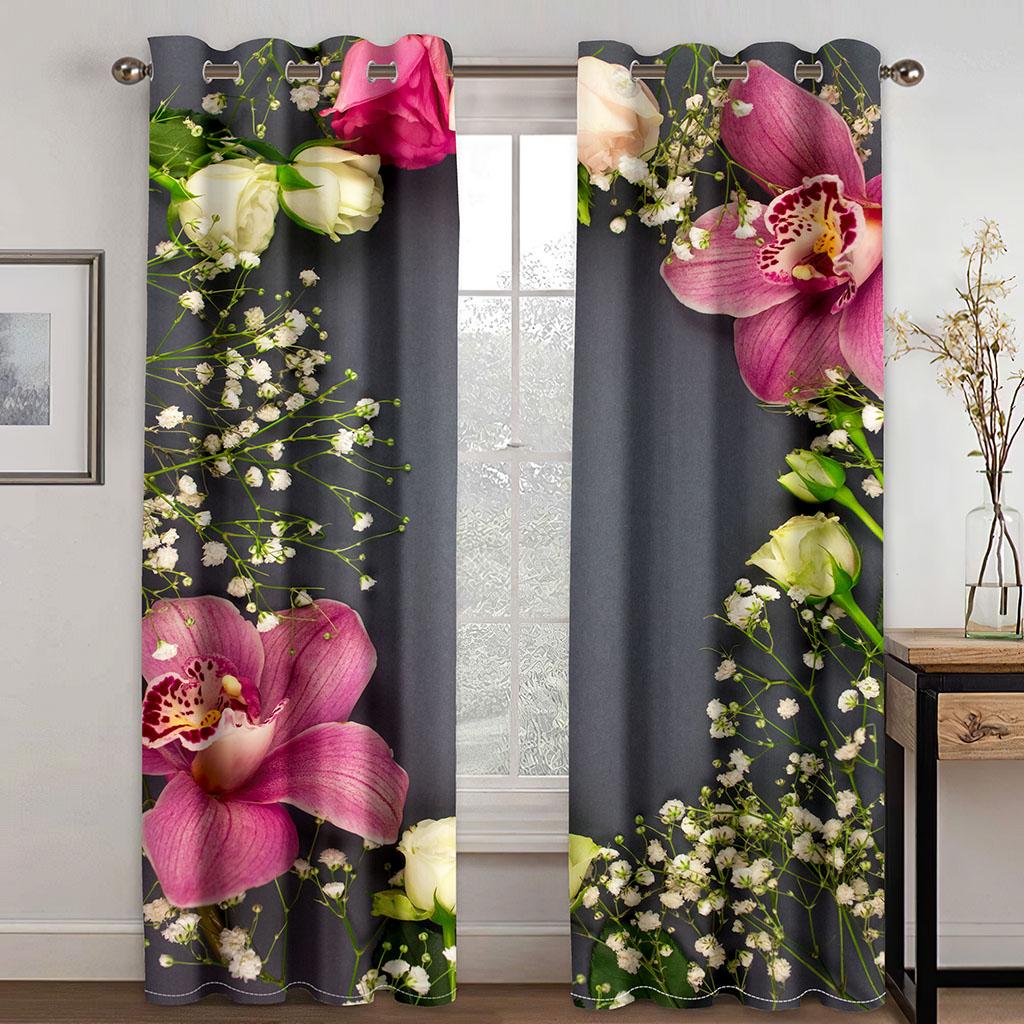 Luxuriöse Goldene Blume Rose Diomand Mädchen Fenster Vorhänge Raffrollos für Wohnzimmer Kinder Schlafzimmer Küche Tür Heimdekor Gerät 2 Stück