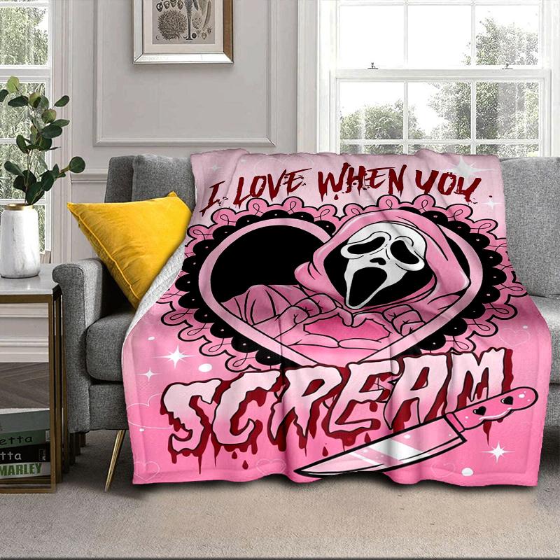 Ghostface Greetings Poster Blanket Flannel Blanket for Bed, Sofa, Camping, Hiking, Picnic Essentials, Gift for Family Fan Gifts