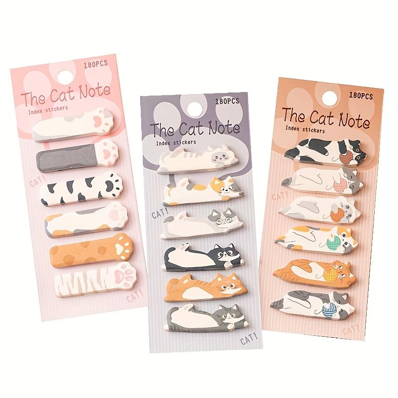 [Kawaii Stationery Supplies] Cute Cartoon Cat Shape Sticky Notes Mini Sticky Notes Set for Office, School, Journaling - Unique Bookmark Index Tabs