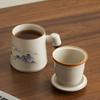 New Chinese Ru Kiln Office Cup Portable Tea Separation Tea Cup Simple Wooden Handle with Lid Tea Cup Light Luxury Gift Box