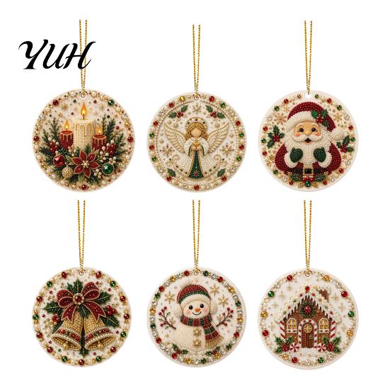 Christmas Hanging Ornament Acrylic Ornament, Double Side Printed Animal Shaped Holiday Tree Decor Pendant, Festive Home Decoration