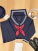 Dark Navy Japanese JK Uniform Skirt - Three-Line, Solid, Mid-Length, Pleated Sailor Suit for Students
