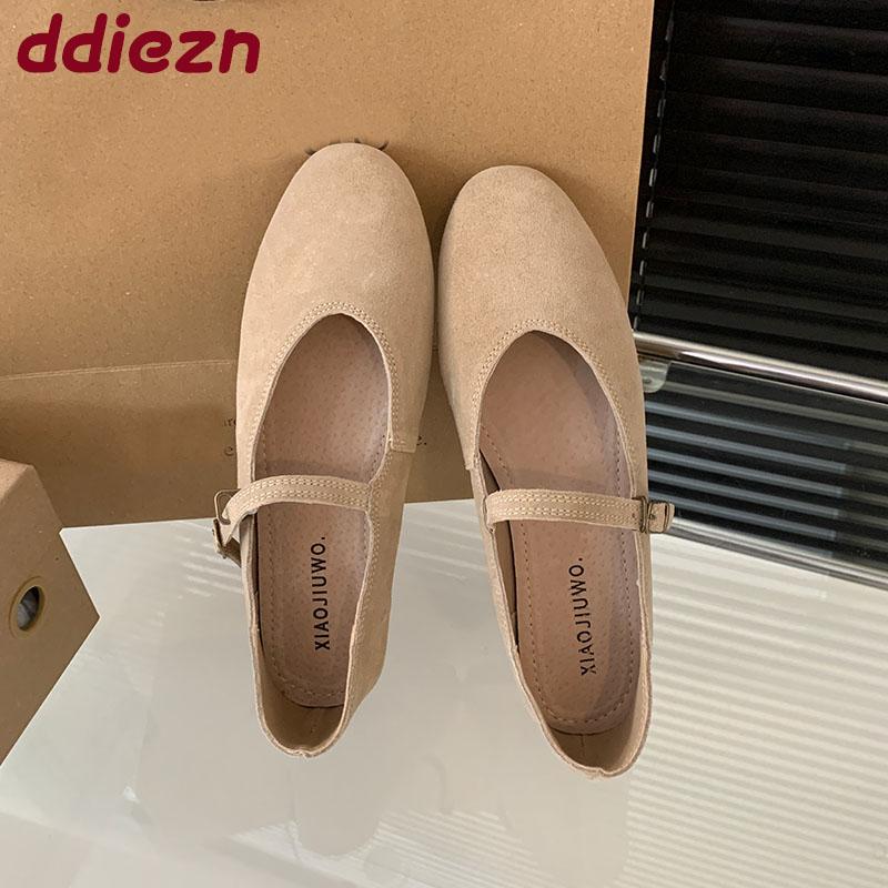 Fashion Soft Fashion Buckle Strap Ladies Mary Janes Flats Shoes Casual Female Round Toe Footwear Shallow Women Flats With Shoes